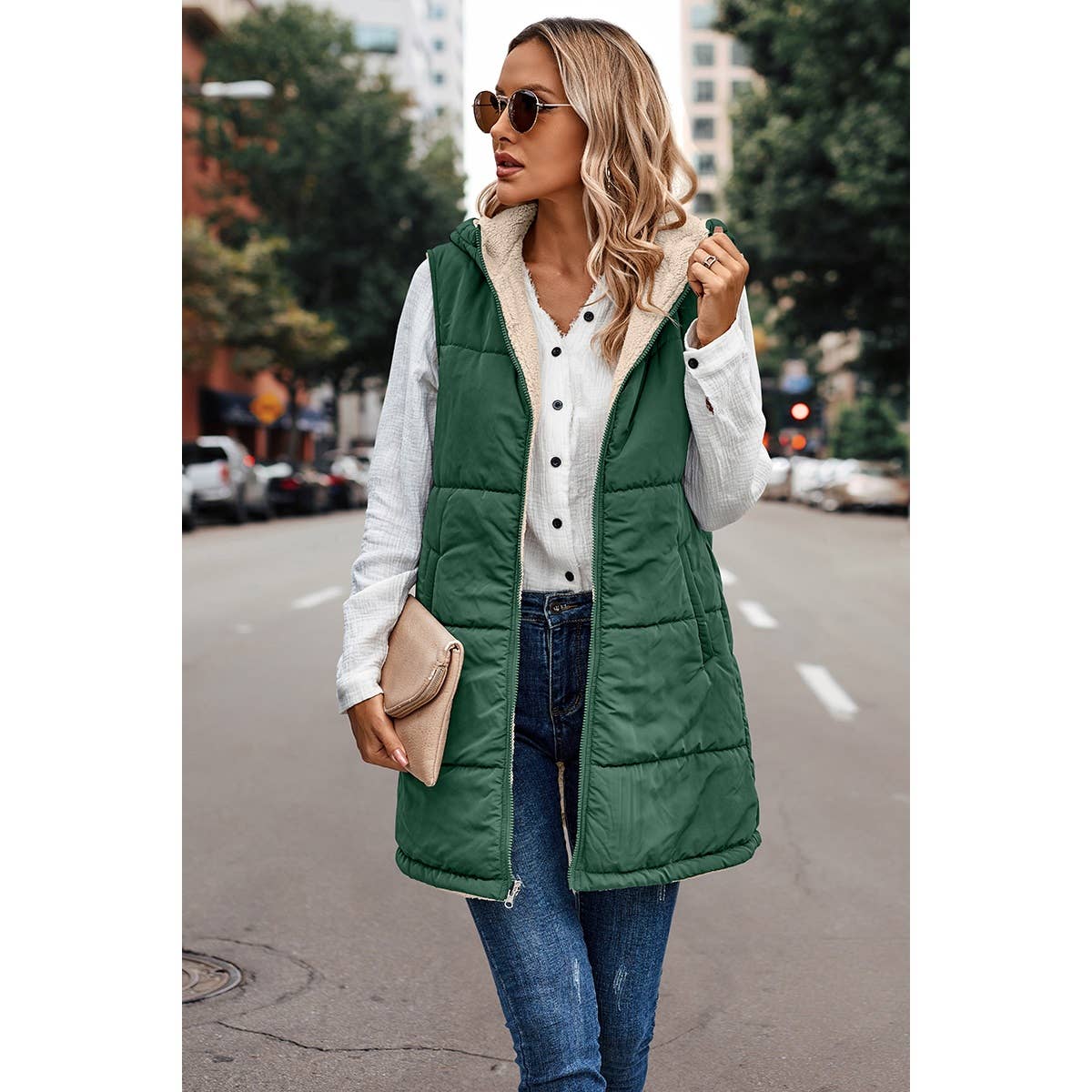 Navy Faux Fur Vest