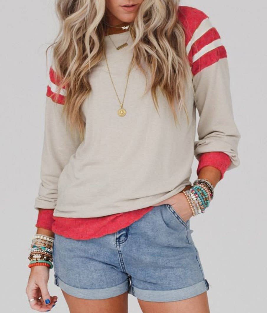 Color Block Raglan Sleeve Top