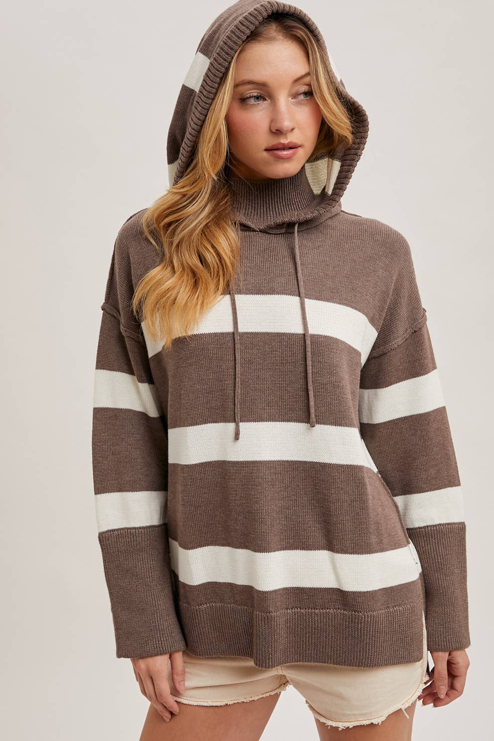 Mock Neck Hooded Sweater