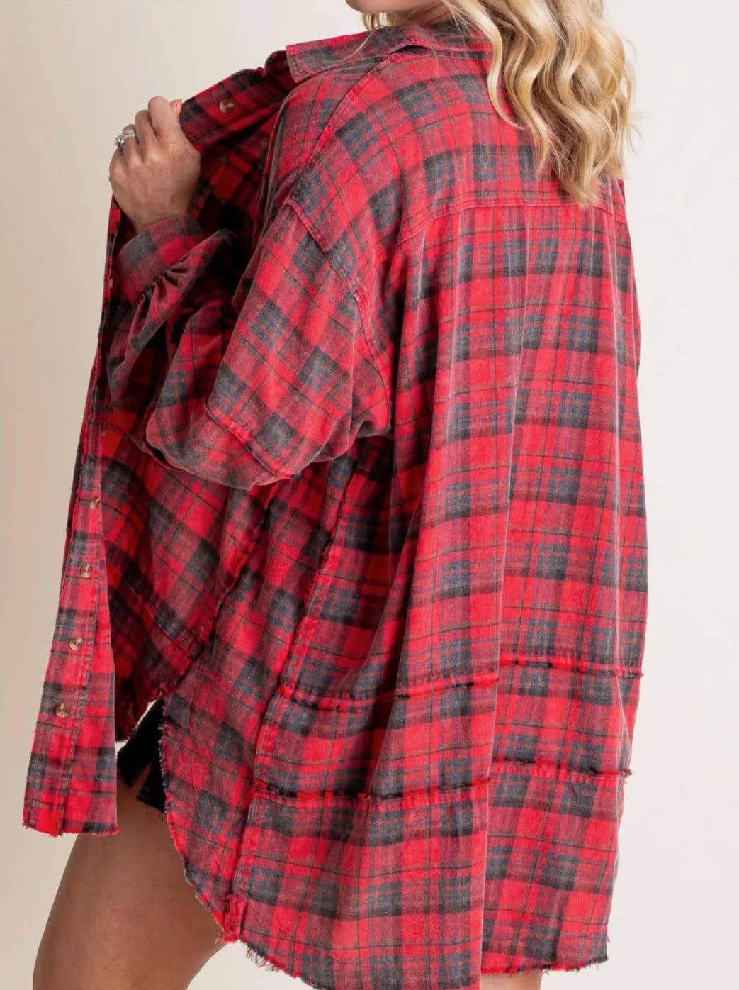 Oversized Long Plaid Shacket