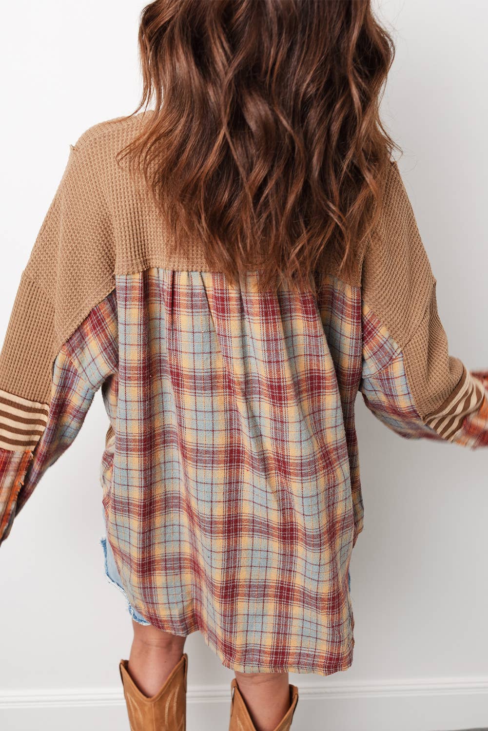 Patchwork Henley Knit Top
