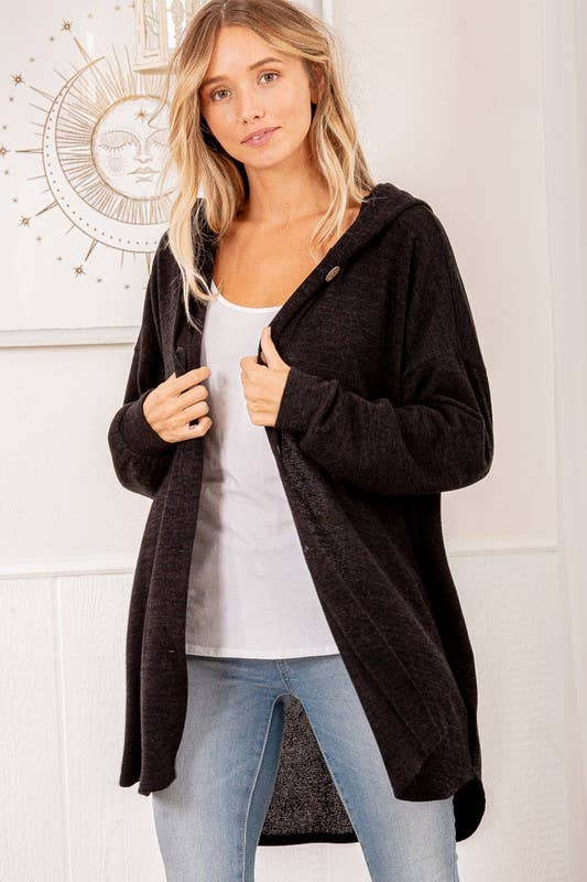 Hooded Cardigan in Black