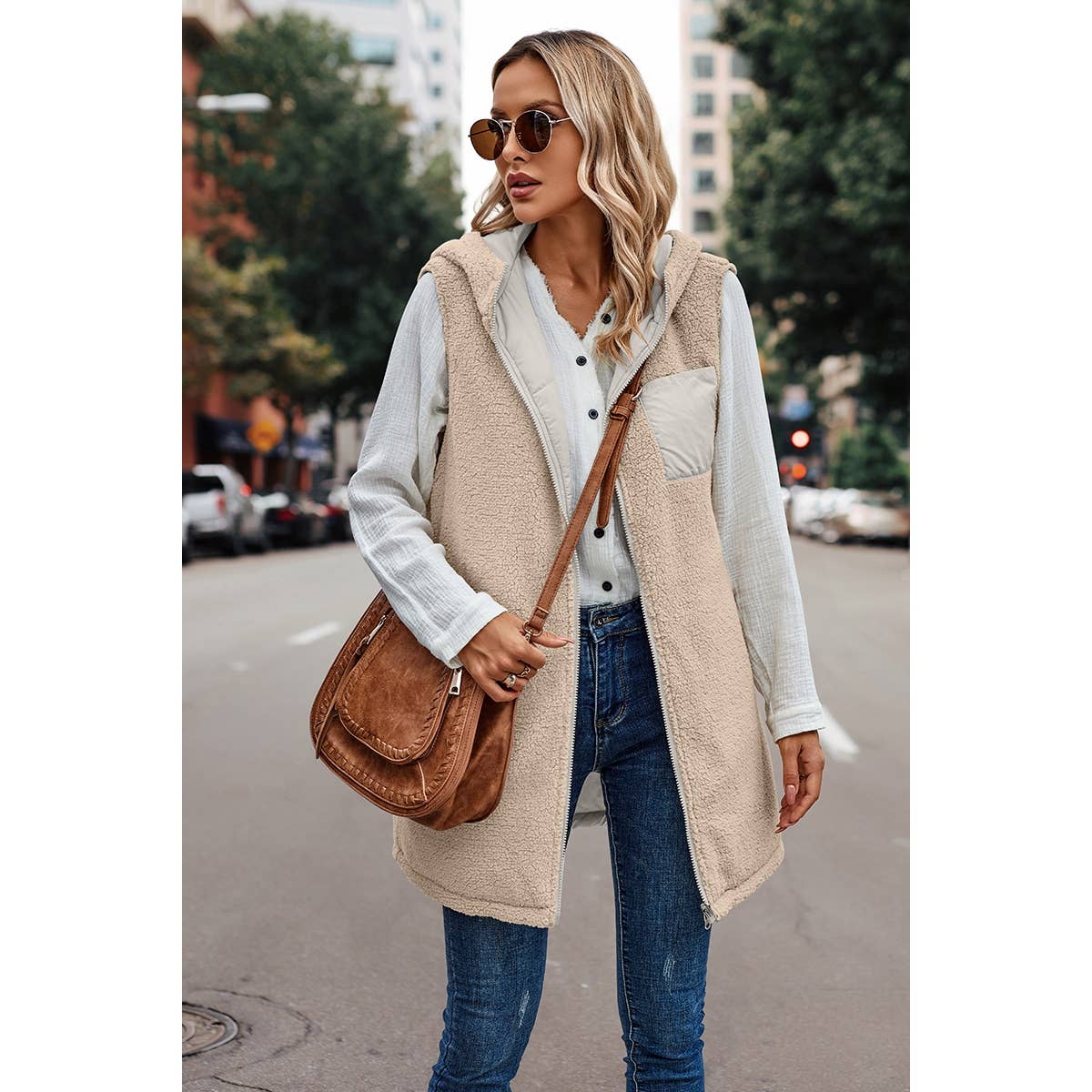 Navy Faux Fur Vest