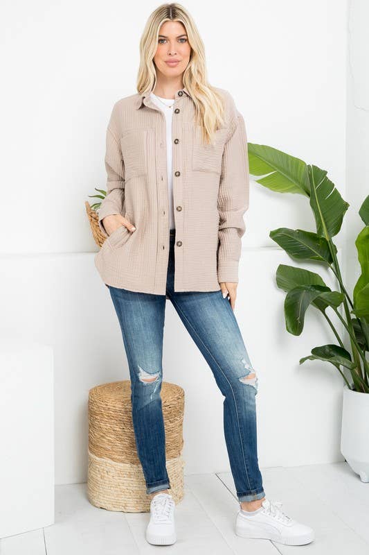Gauze Oversized Shacket