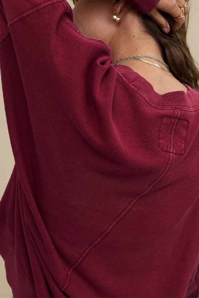 Wine Red Loose Sweatshirt