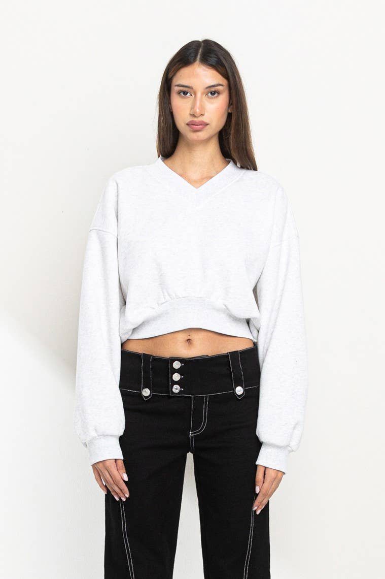 Soft V neck cropped sweatshirt