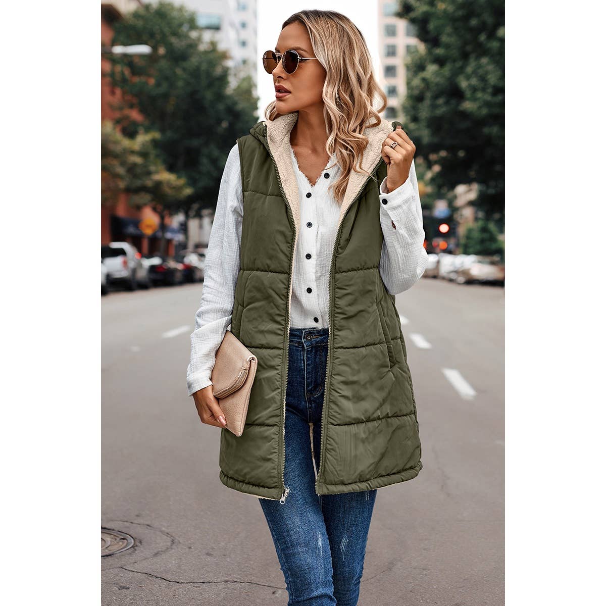 Navy Faux Fur Vest