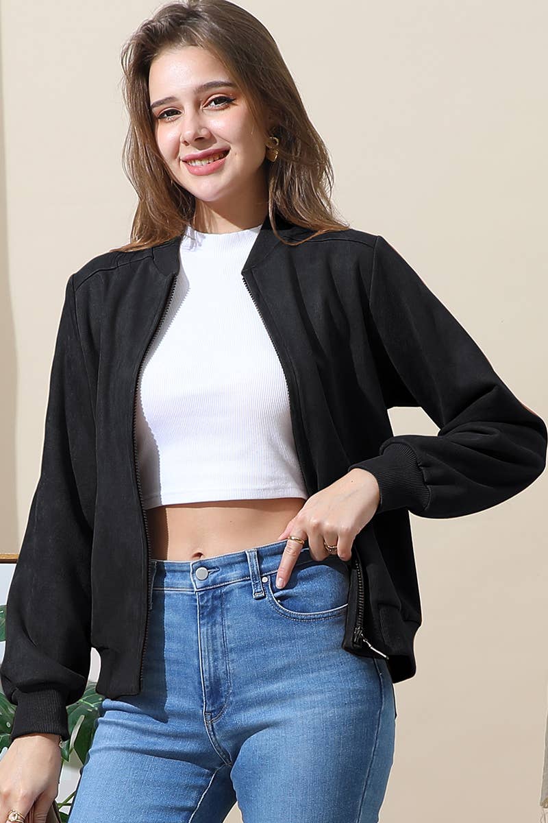 Faux Suede Jacket: Plus Size