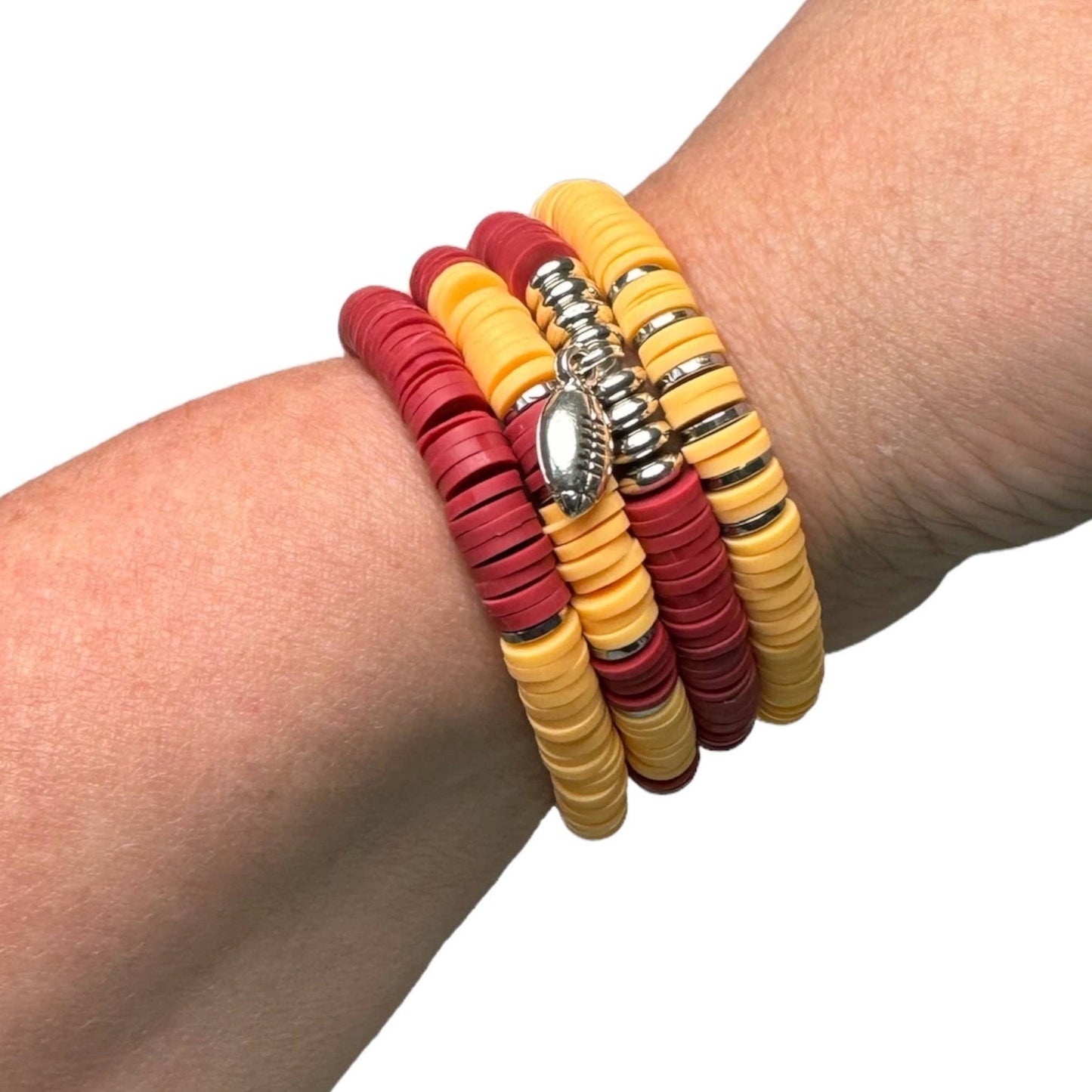 Maroon and Gold Game Day Bracelet Stack