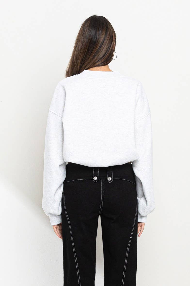 Soft V neck cropped sweatshirt