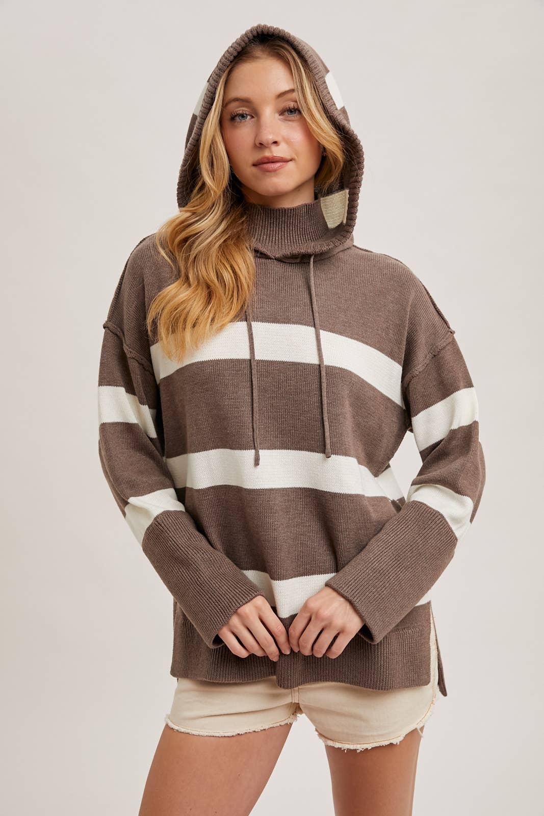 Mock Neck Hooded Sweater