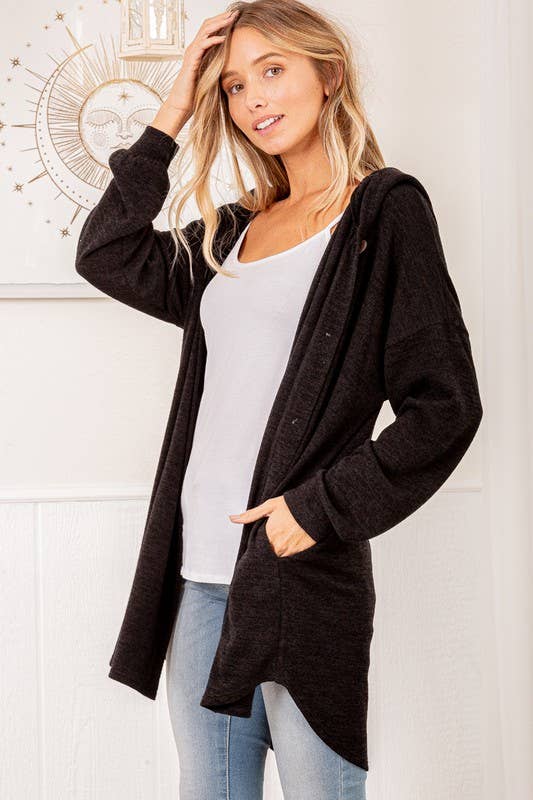 Hooded Cardigan in Black