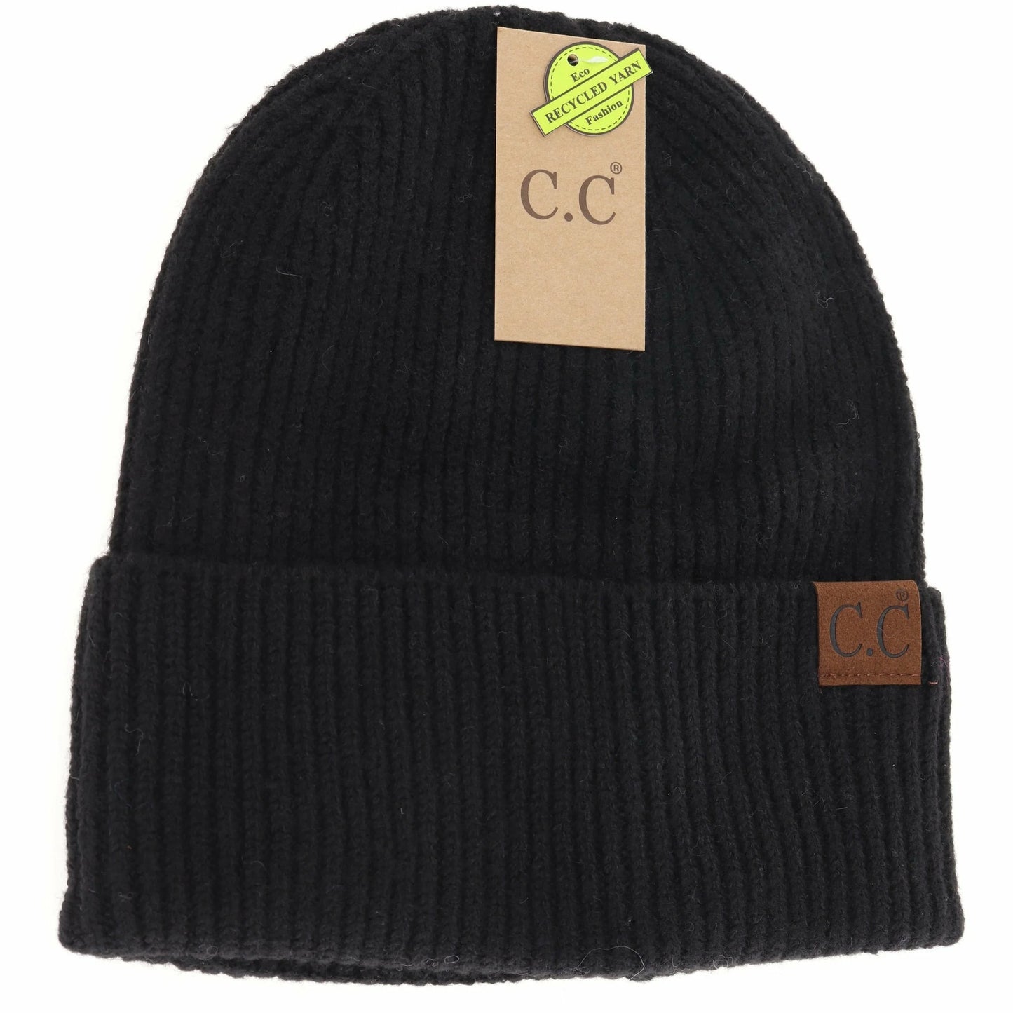 Unisex Soft Ribbed Cuff CC Beanie