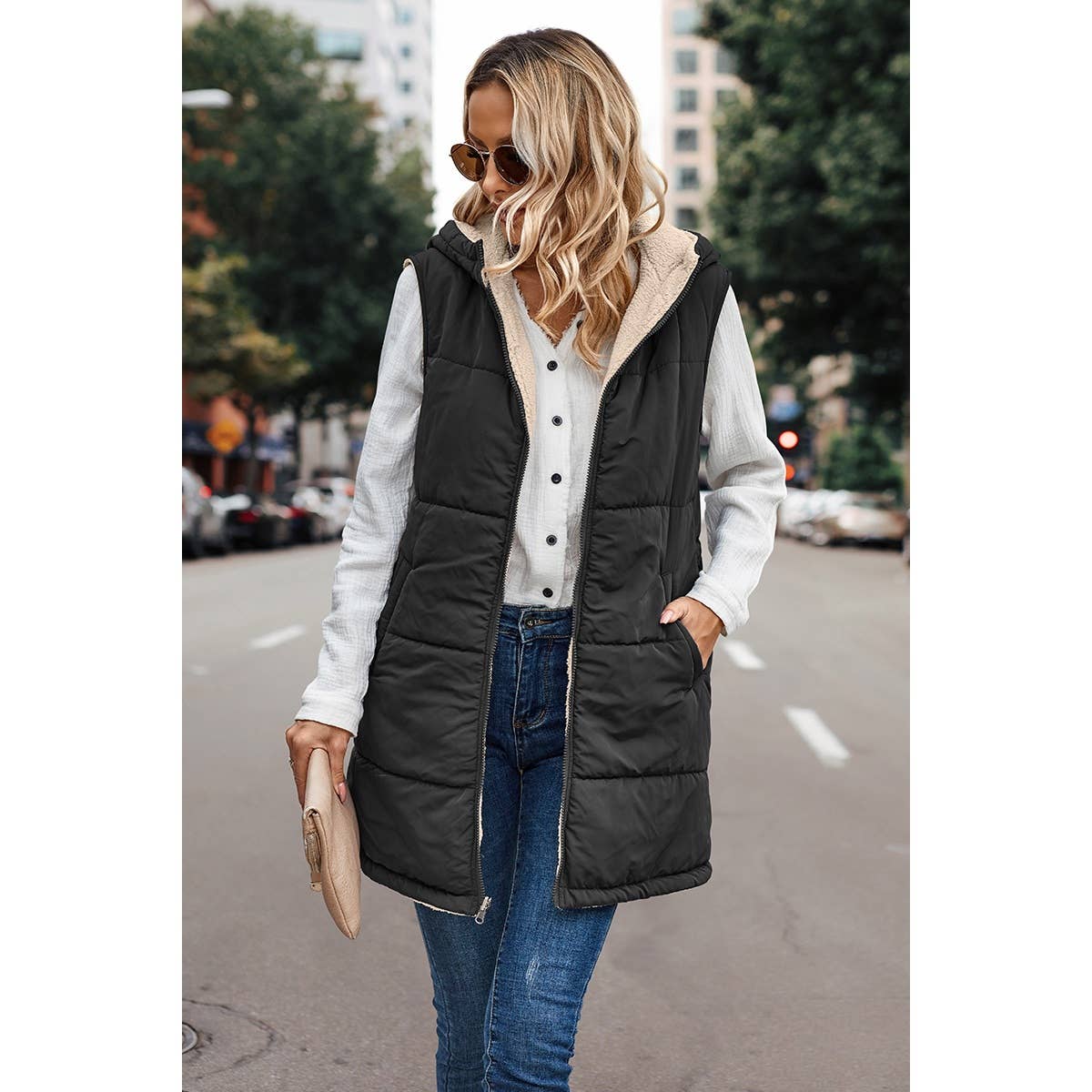 Navy Faux Fur Vest