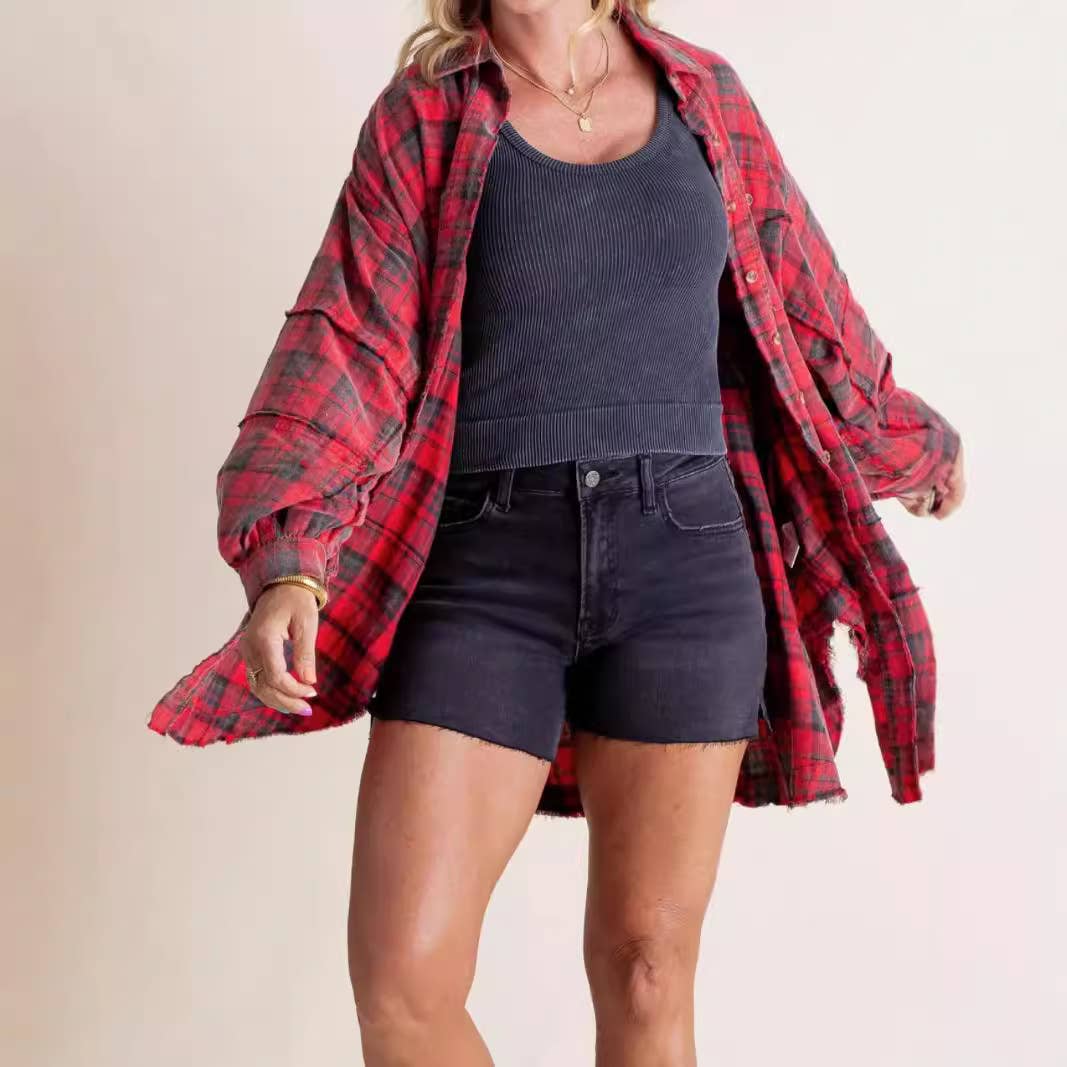 Oversized Long Plaid Shacket