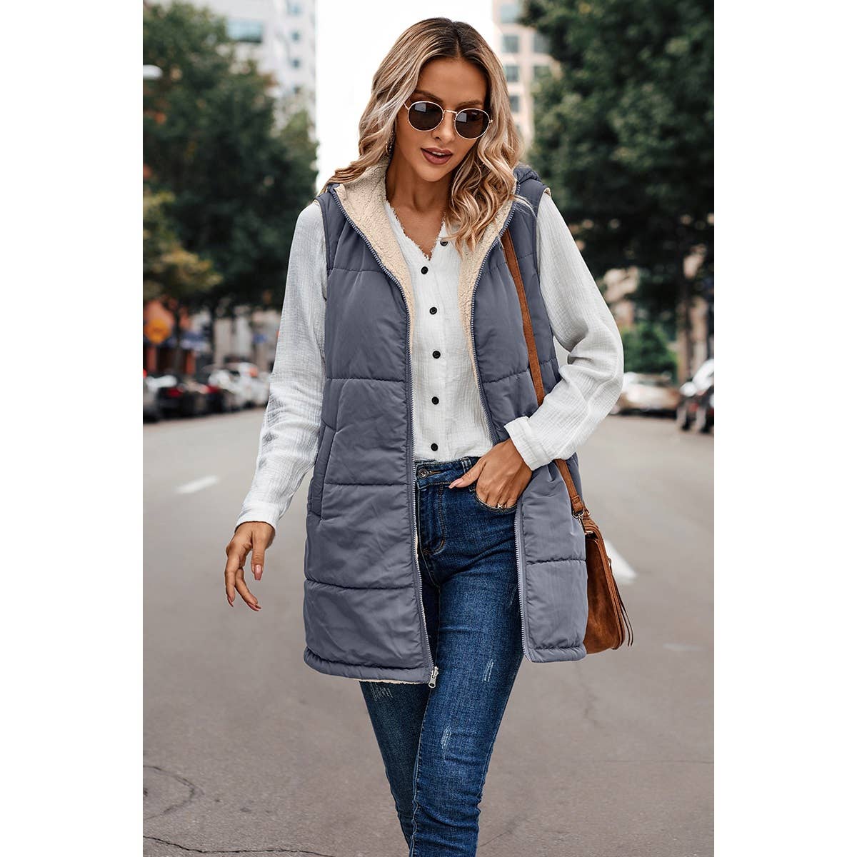 Navy Faux Fur Vest