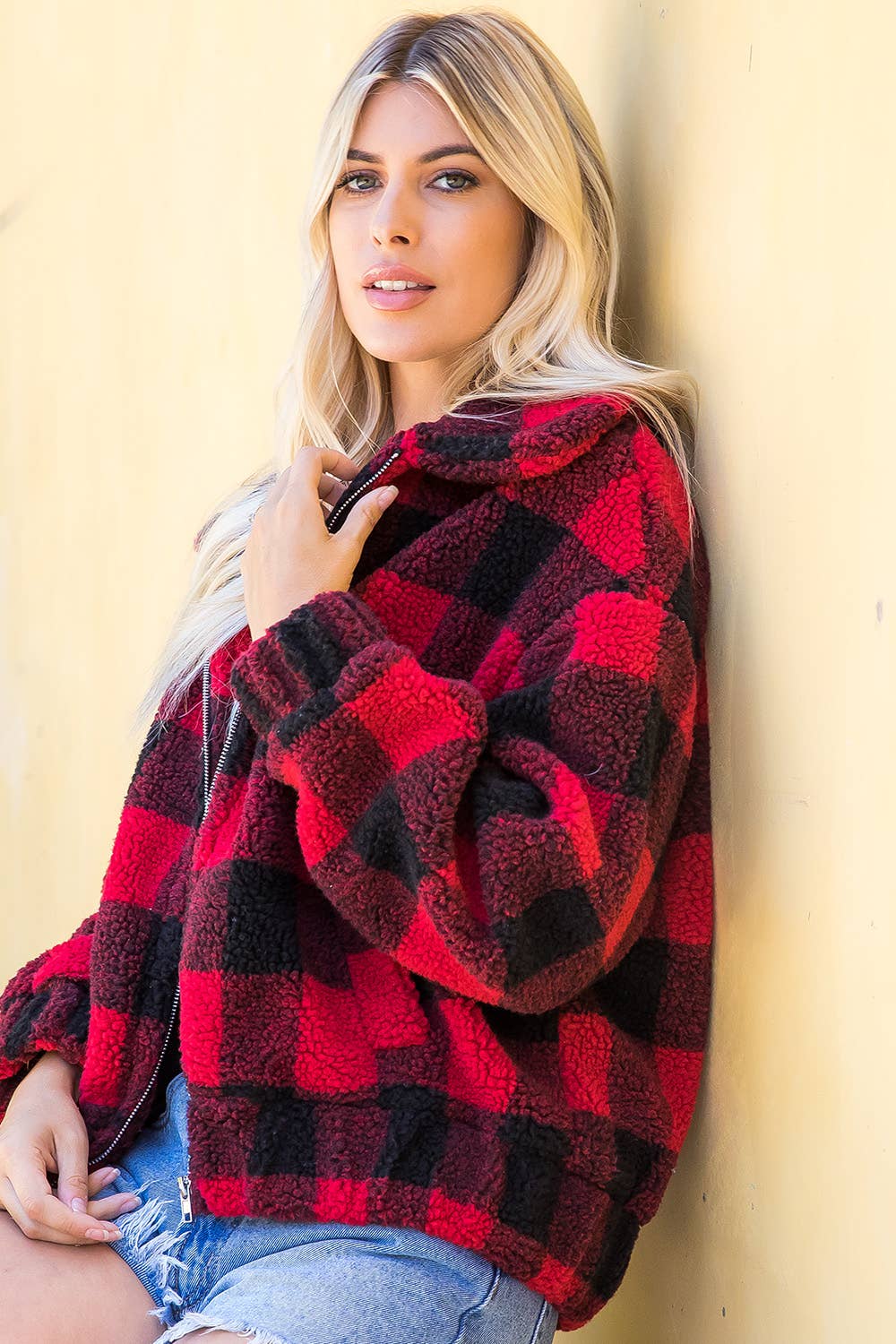 PLAID CHECKER ZIPPED JACKET