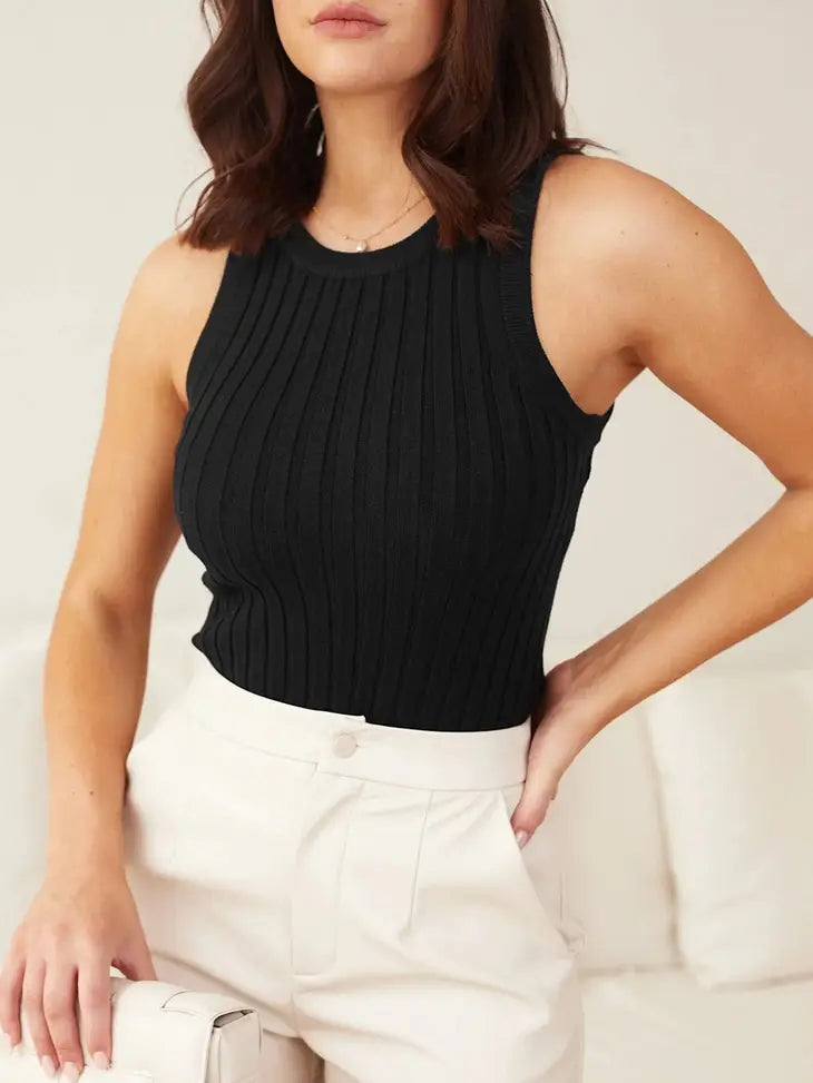 Slim Fitting Sleeveless Woolen Sweater