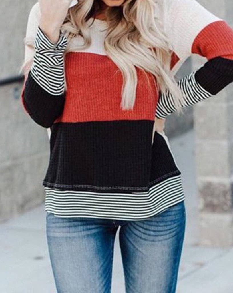 Colorblock Stripe Long Sleeve Top