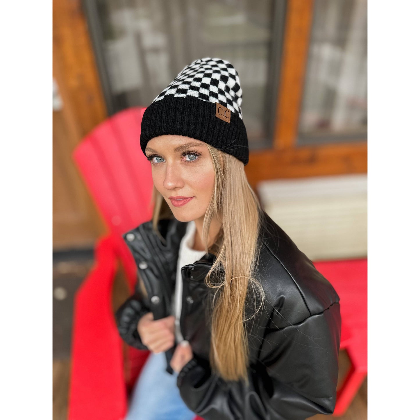Checkered Pattern C.C Beanie HAT4003