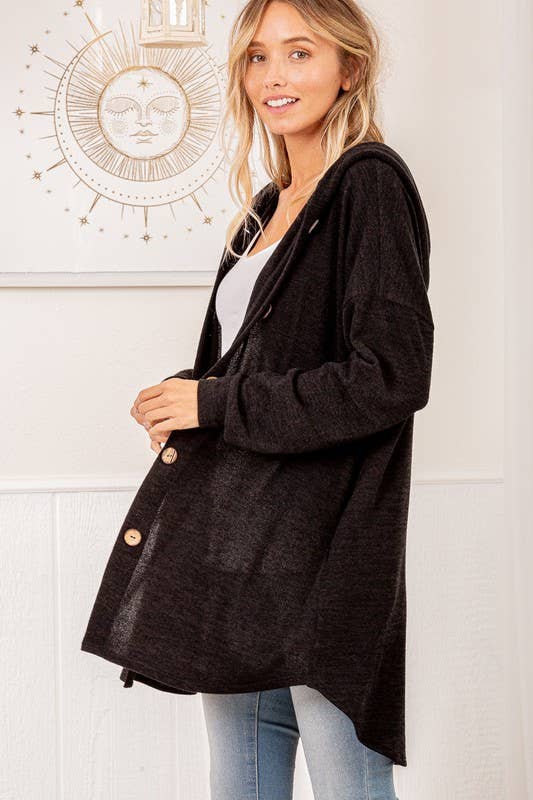 Hooded Cardigan in Black