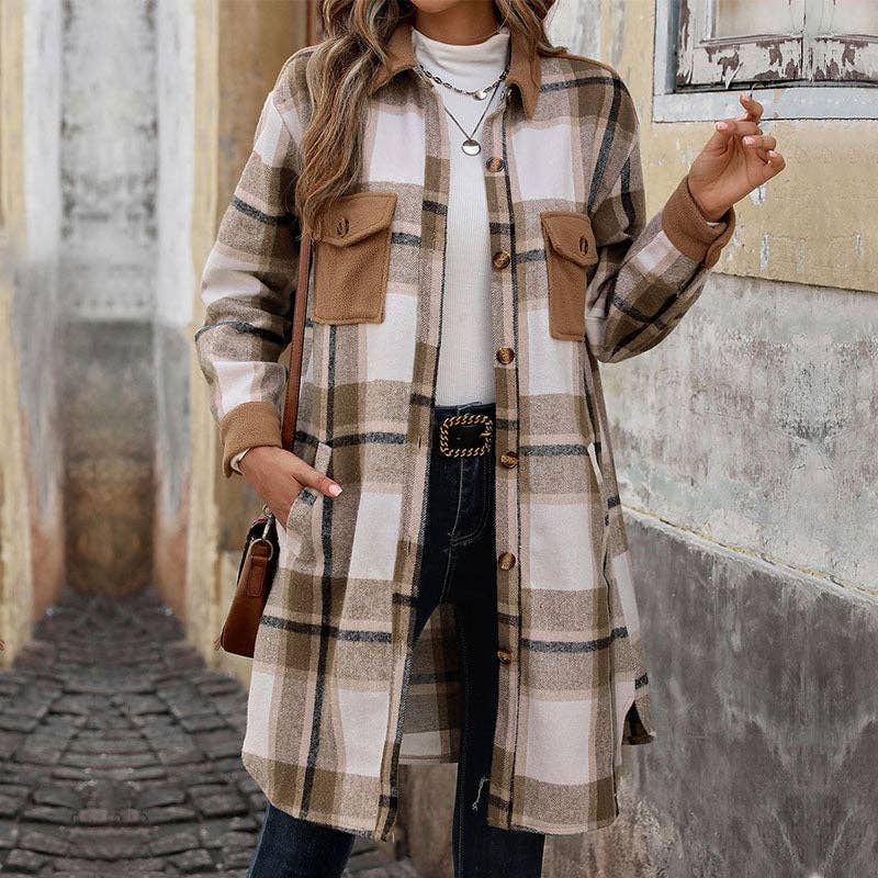 Polished Plaid Long Coat