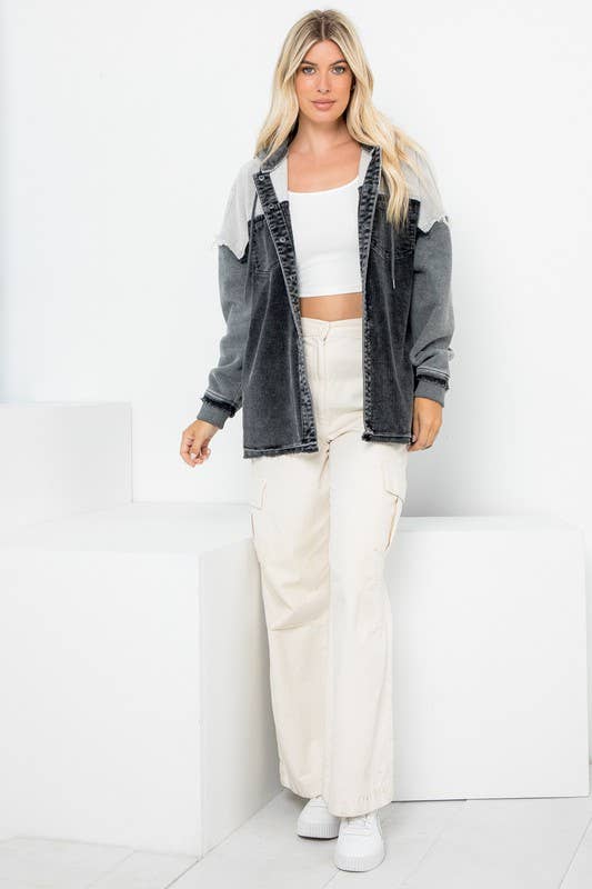 Plus Size Hooded Shacket