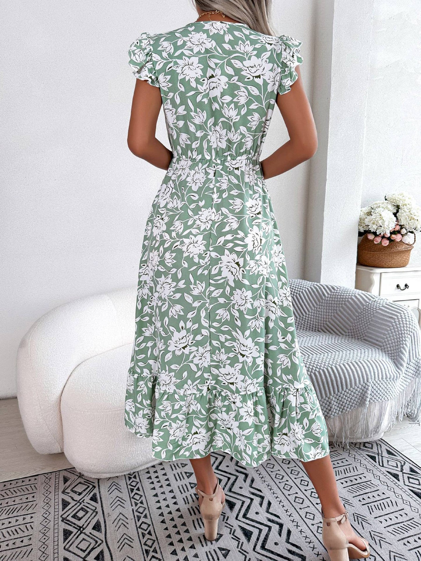 Flower Waist Vacation Dress