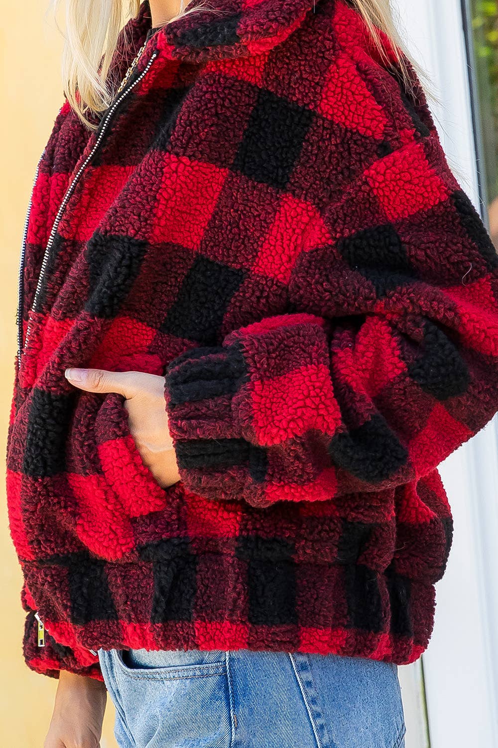 PLAID CHECKER ZIPPED JACKET