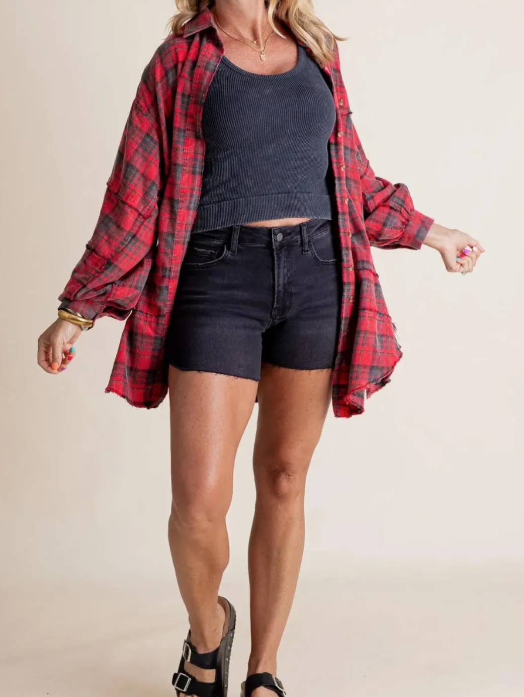 Oversized Long Plaid Shacket