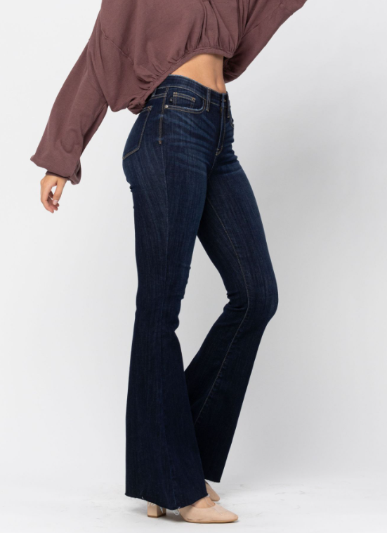 Judy Blue Raw Hem Flare Jeans