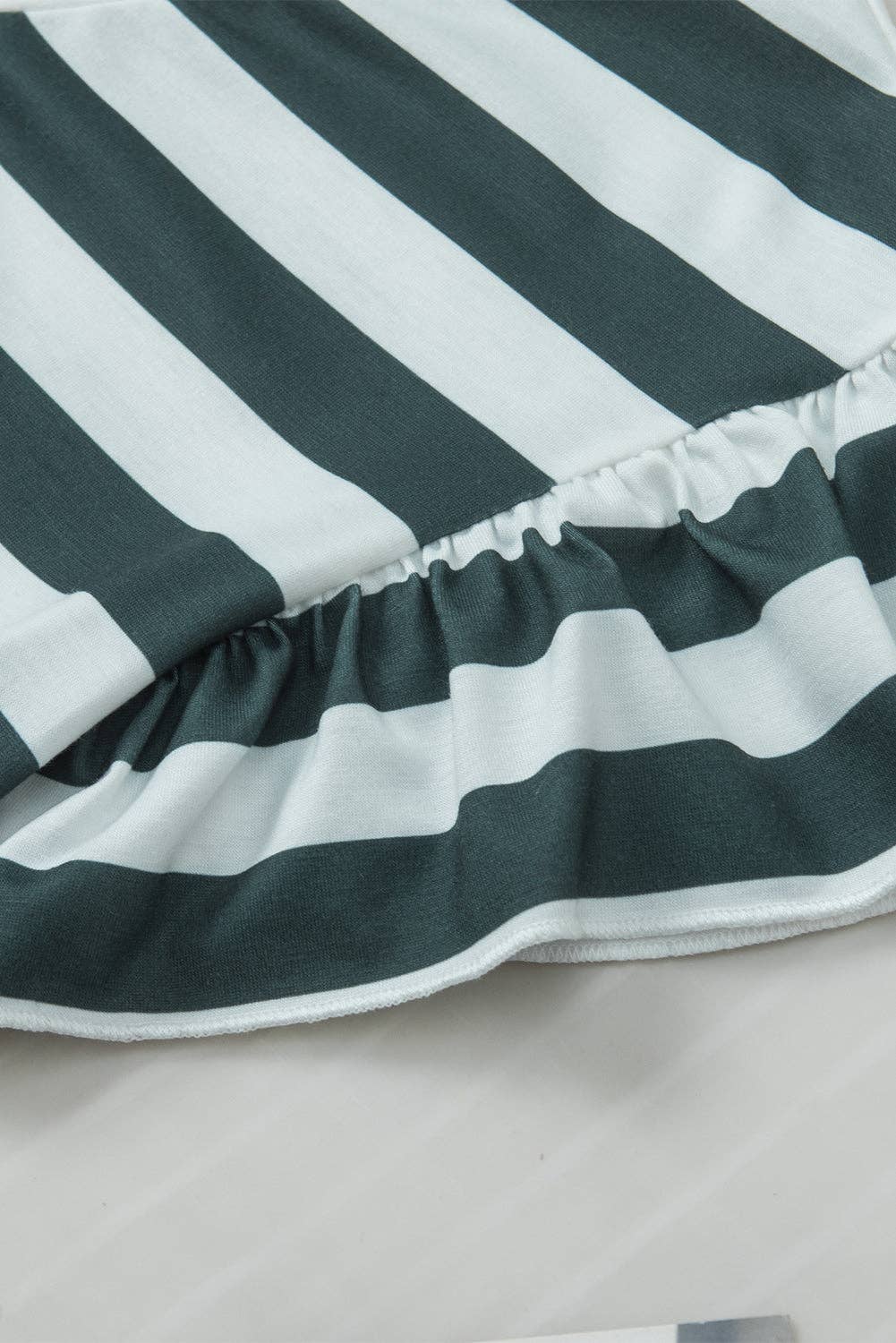 Striped V Neck Ruffle Sleeve Top