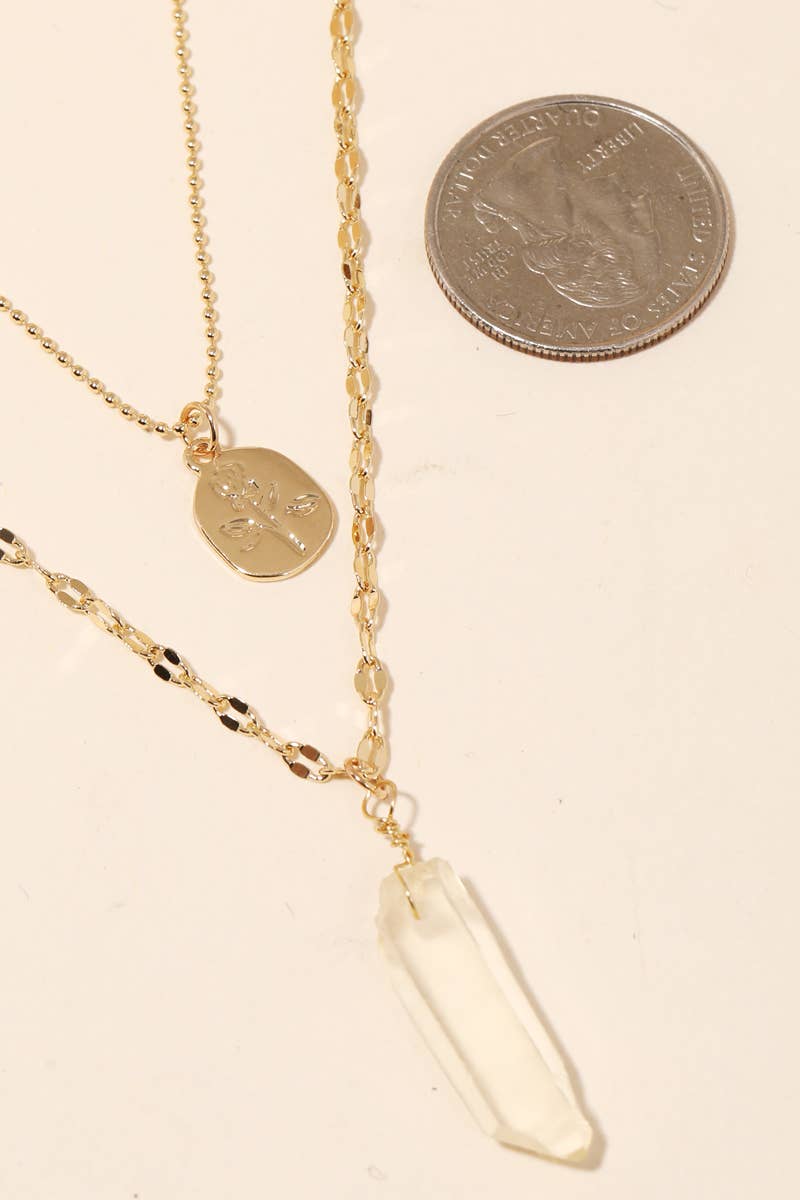 Crystal Pendant Layered Necklace