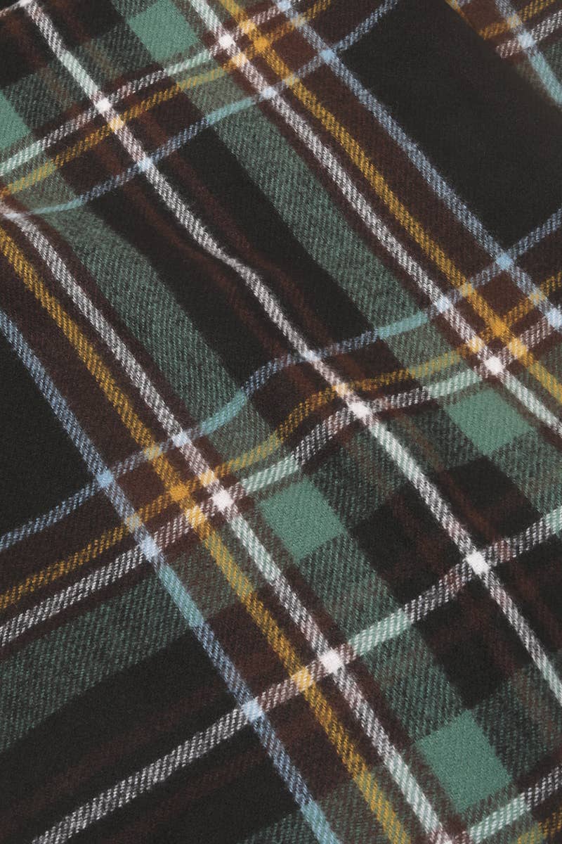 Plaid Pattern Knitted Fringe Scarf