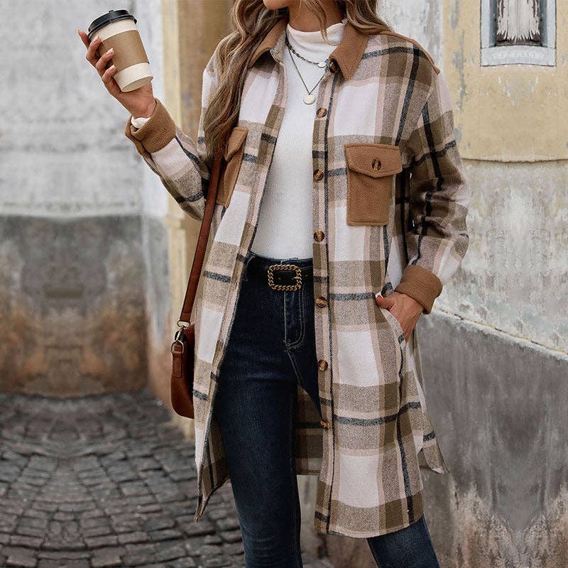 Polished Plaid Long Coat