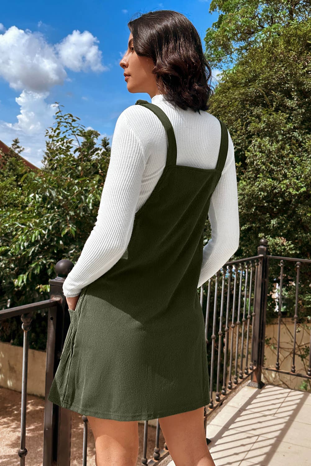 Sleeveless Corduroy Overall Dress