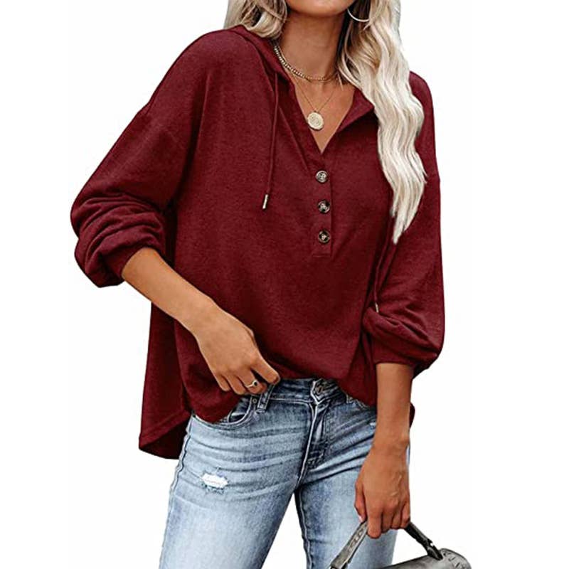 Casual loose solid color hoodie