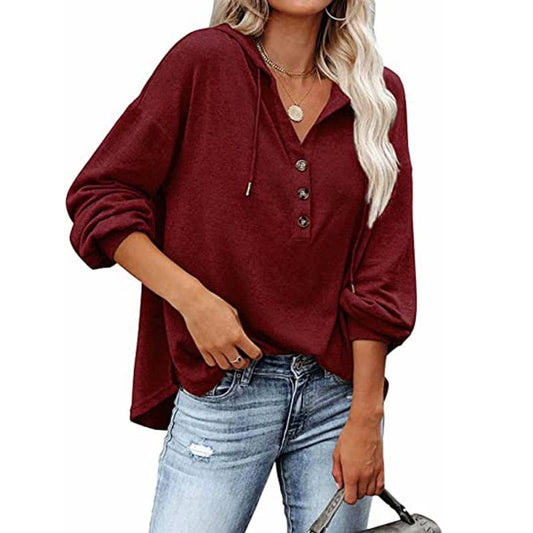 Casual loose solid color hoodie