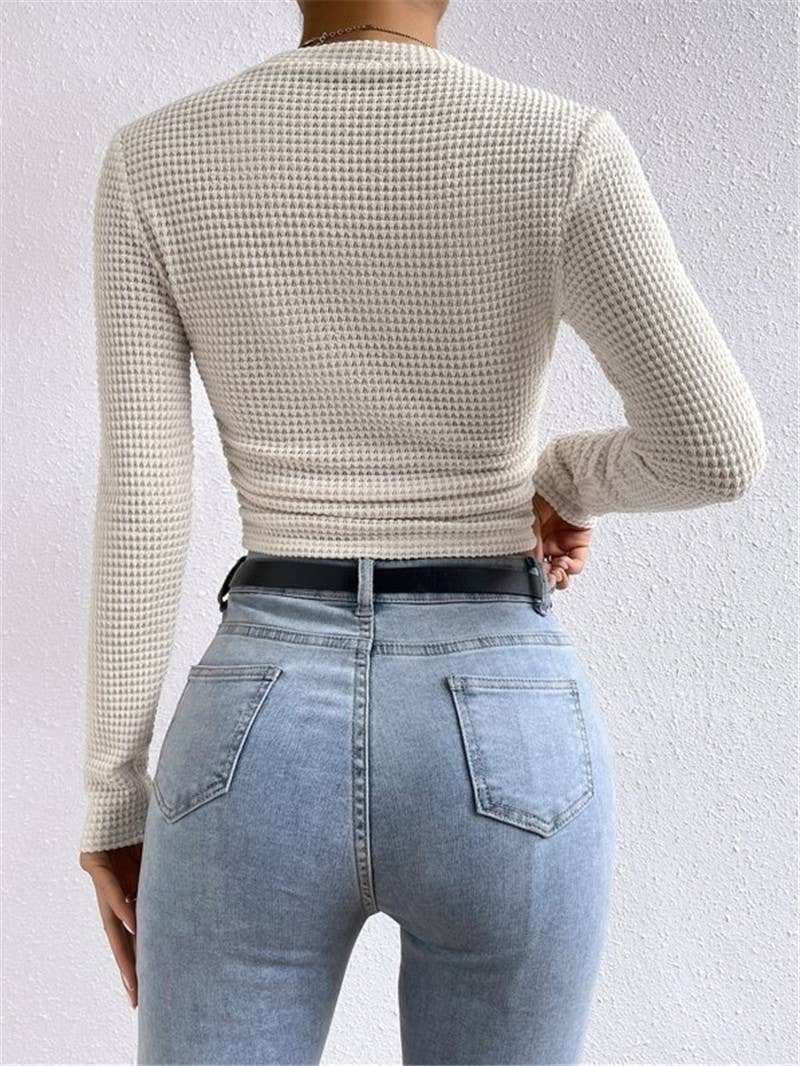 Waffle slim fit long sleeve t-shirt