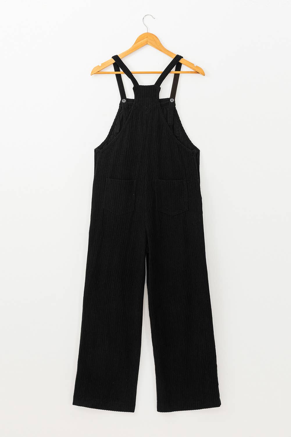 Solid Pocketed Loose Fit Corduroy Overall