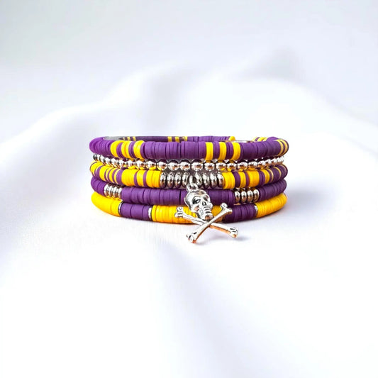 Purple and Gold Heishi Bead Bracelet Stack
