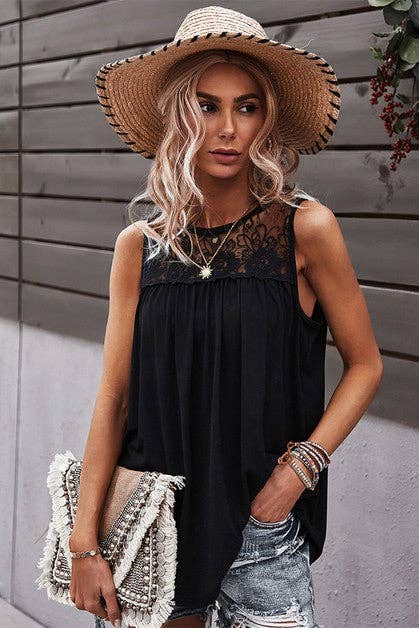 Crew Neck Lace BLACK