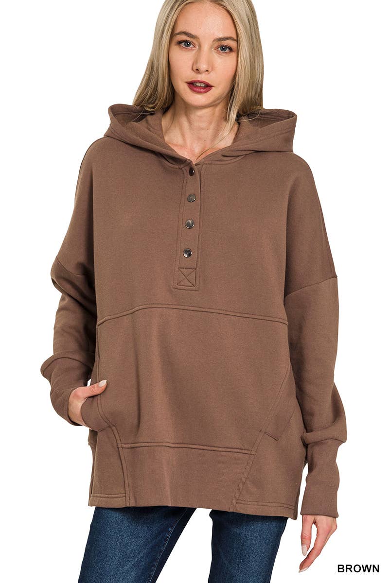 Fleece Half Button Hoodie