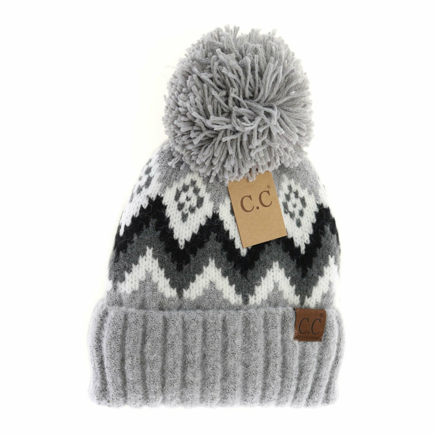 Aztec Chevron Knit Pom C.C Hat