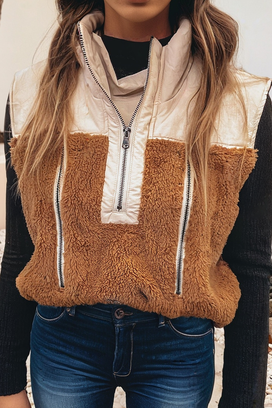 Patchwork Zipper Vest
