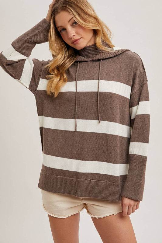Mock Neck Hooded Sweater