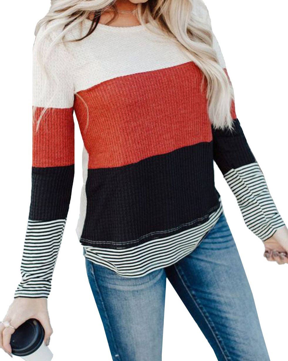 Colorblock Stripe Long Sleeve Top