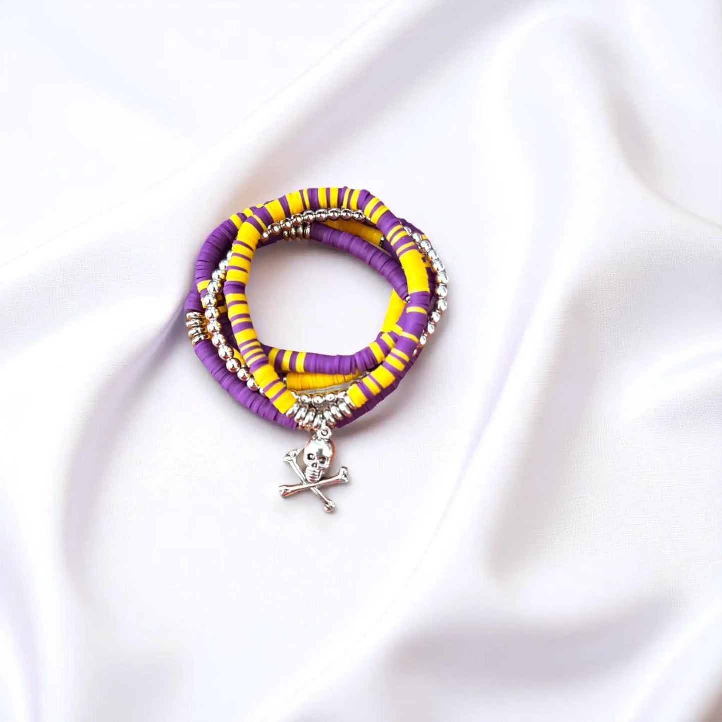 Purple and Gold Heishi Bead Bracelet Stack