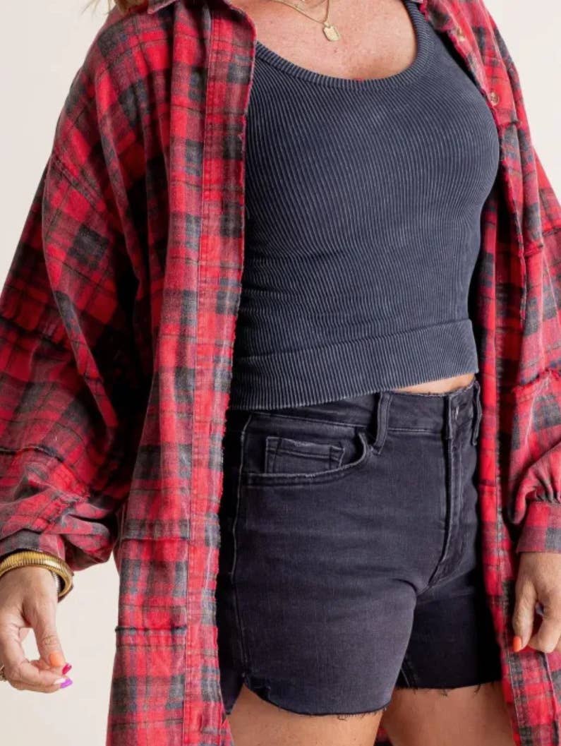 Oversized Long Plaid Shacket