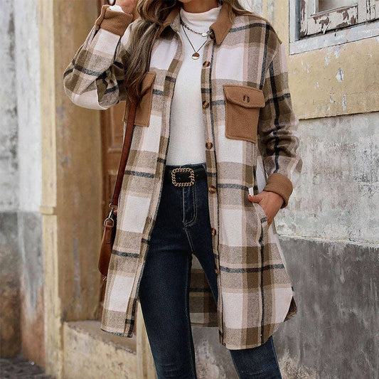 Polished Plaid Long Coat